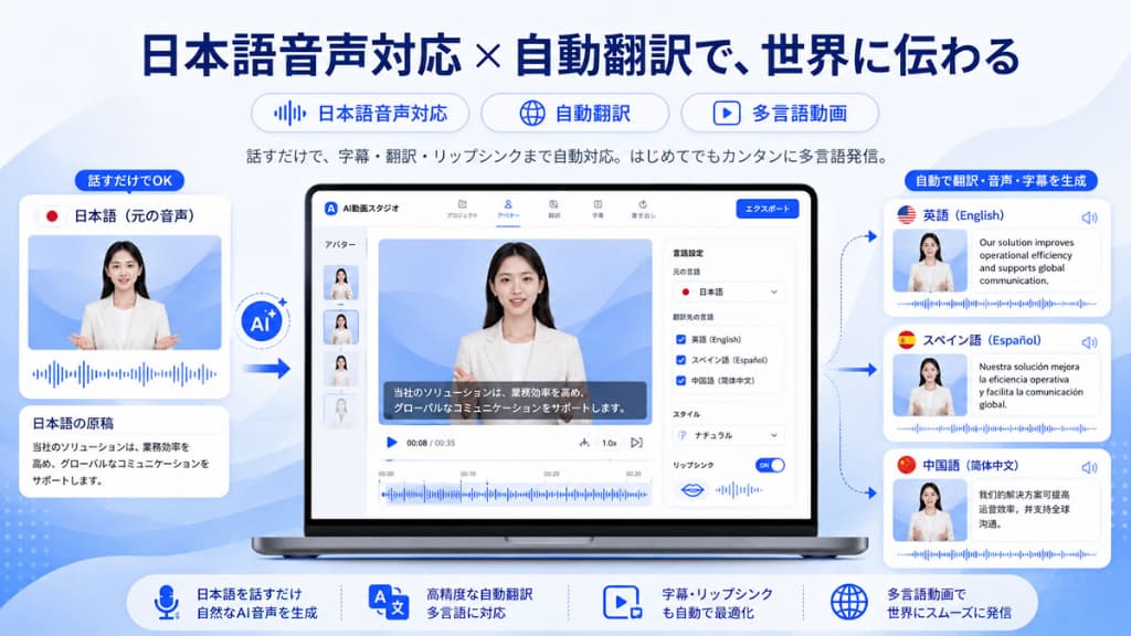 自動翻訳で多言語動画を作成